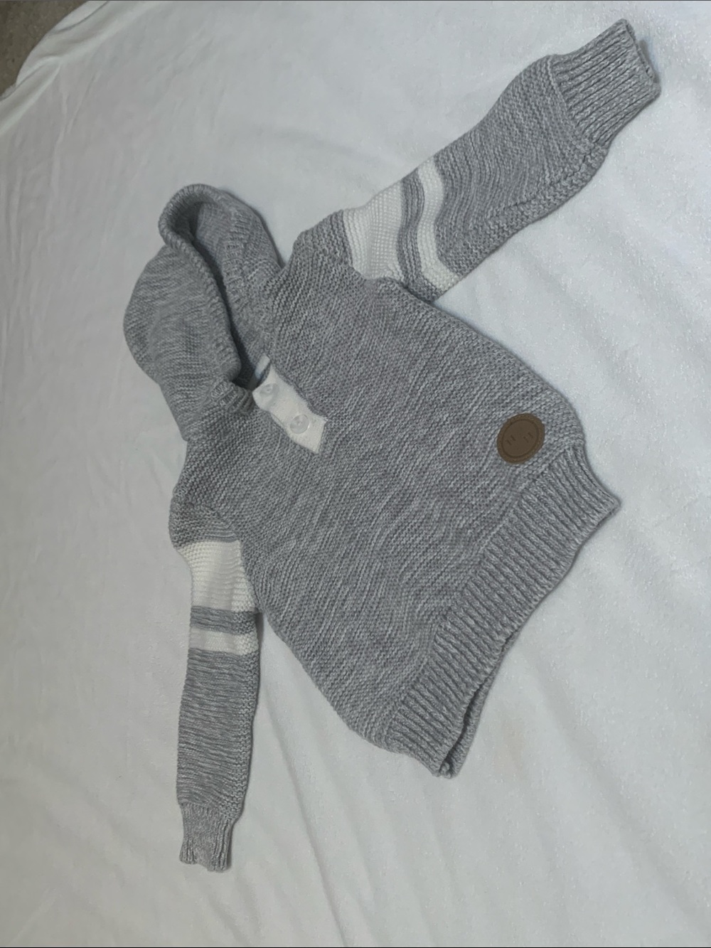Hope & Henry 100% Organic Cotton Hooded Knit Sweater for Baby Unisex EUC 18-24m